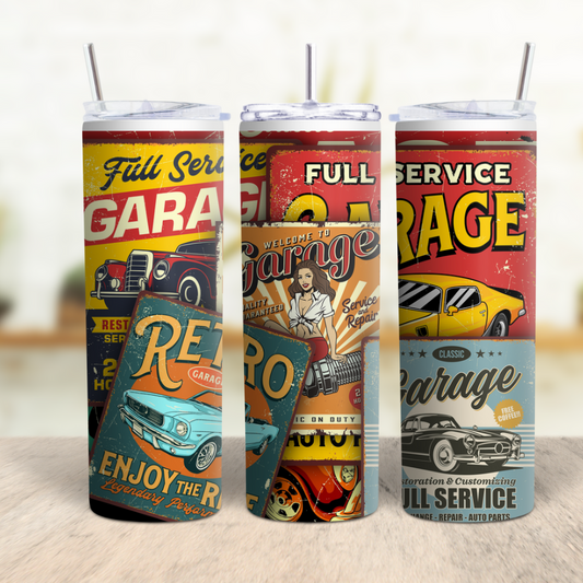 Car Vintage garage 20 Oz Tumblers