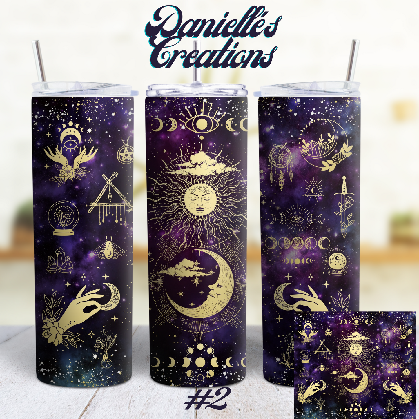 Tarot Cards, Witchy, Crystal Manifest that, Sun, Moon Classic or Glow in the Dark 20 Oz Tumblers