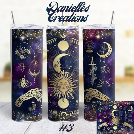 Tarot Cards, Witchy, Crystal Manifest that, Sun, Moon Classic or Glow in the Dark 20 Oz Tumblers