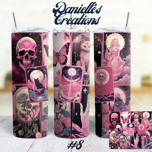 Skull, Manifest that Shit, Tarot Cards, Witchy, Crystal, Sun, Moon Classic or Glow in the Dark 20 Oz Tumblers