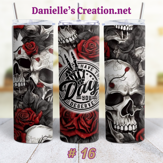 Skull Flower Flag 20 oz Tumblers Style 16