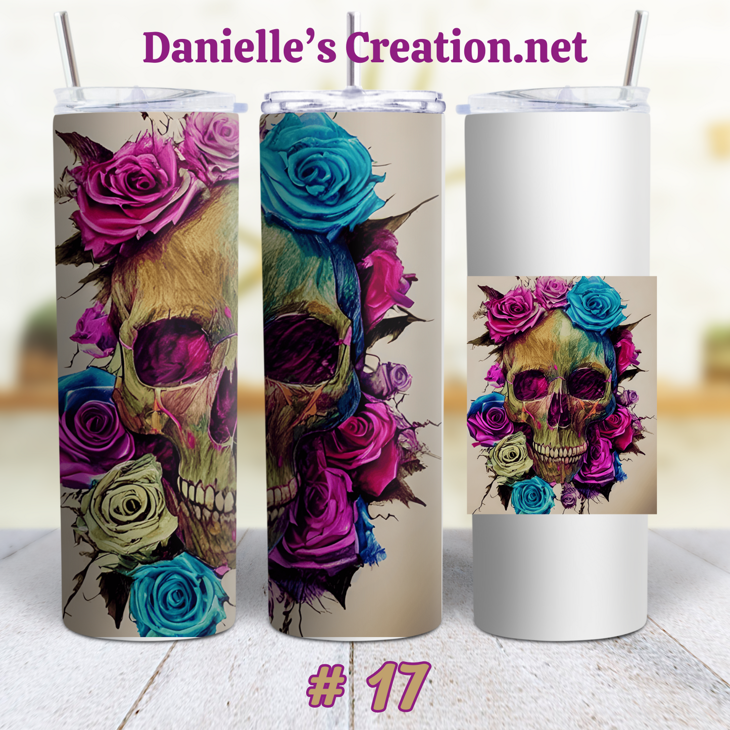 Skull Flower Flag 20 oz Tumblers Style 17