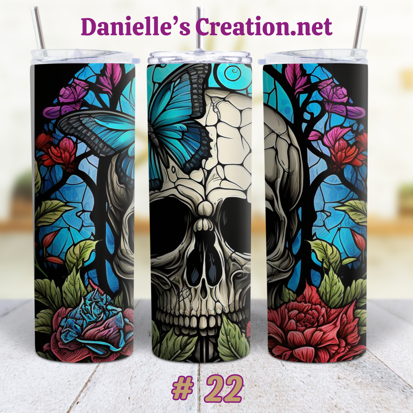 Skull Flower Flag 20 oz Tumblers Style 22