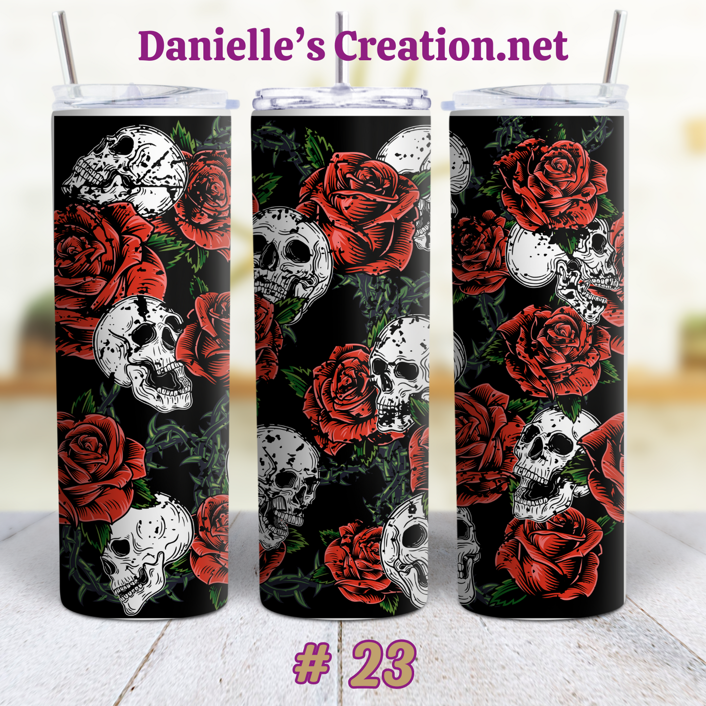 Skull Flower Flag 20 oz Tumblers Style 23